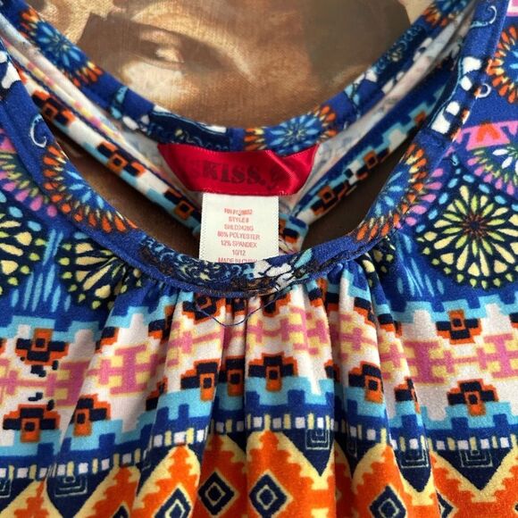 Kiss Colorful Patterned High Low Dress M 10/12 - Picture 13 of 16